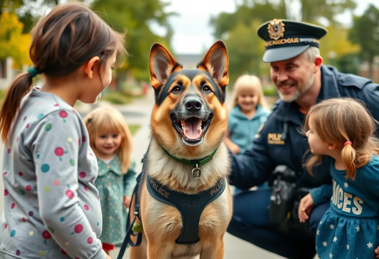 K-9 Officer Brixi interacting with the community at East Carolina University.