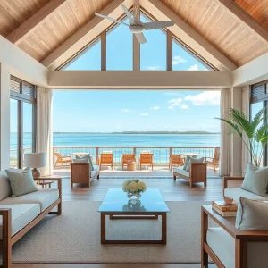 Interior of Sanderling Resort showcasing beach-themed decor