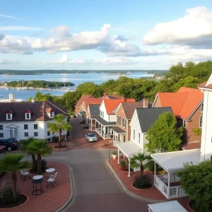 A scenic view of a small historical town in North Carolina.