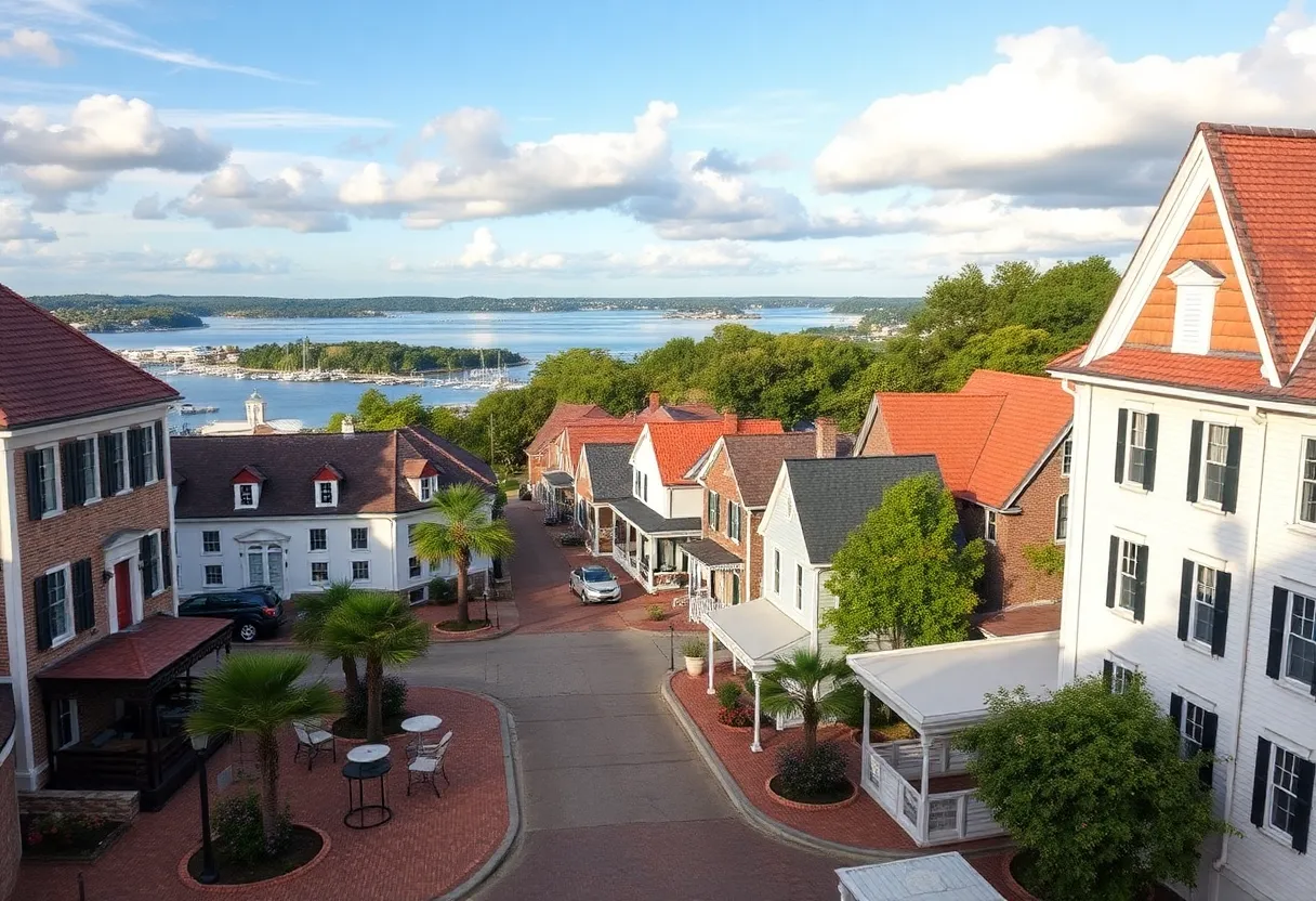 A scenic view of a small historical town in North Carolina.
