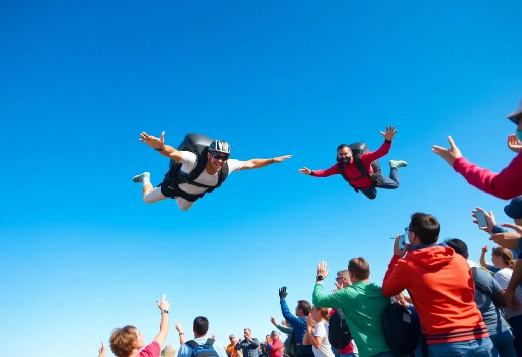 Couple performing tandem parachute jumps in North Carolina