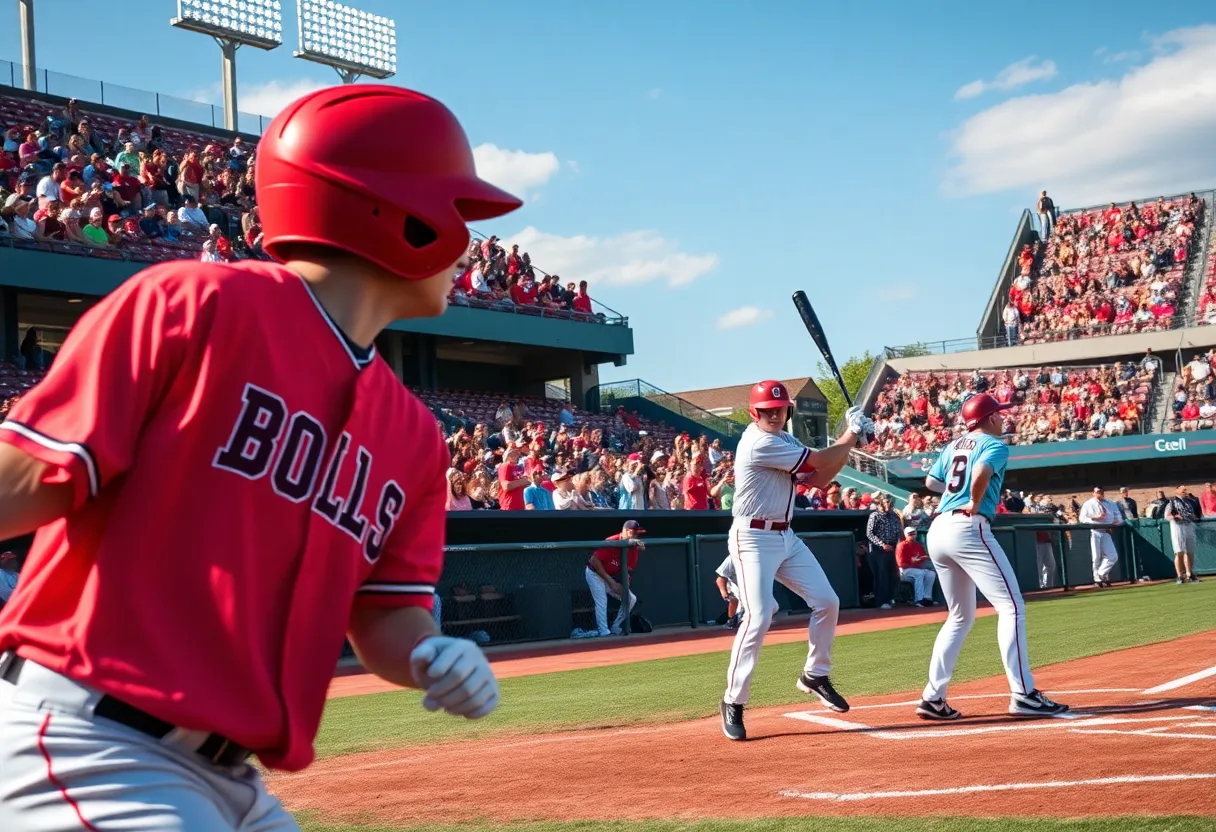 Tulane University baseball players in action during a game.