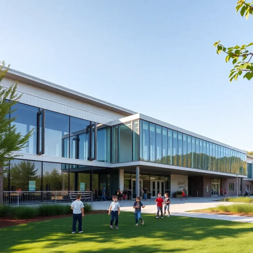 Water's Edge Village School new facility exterior view