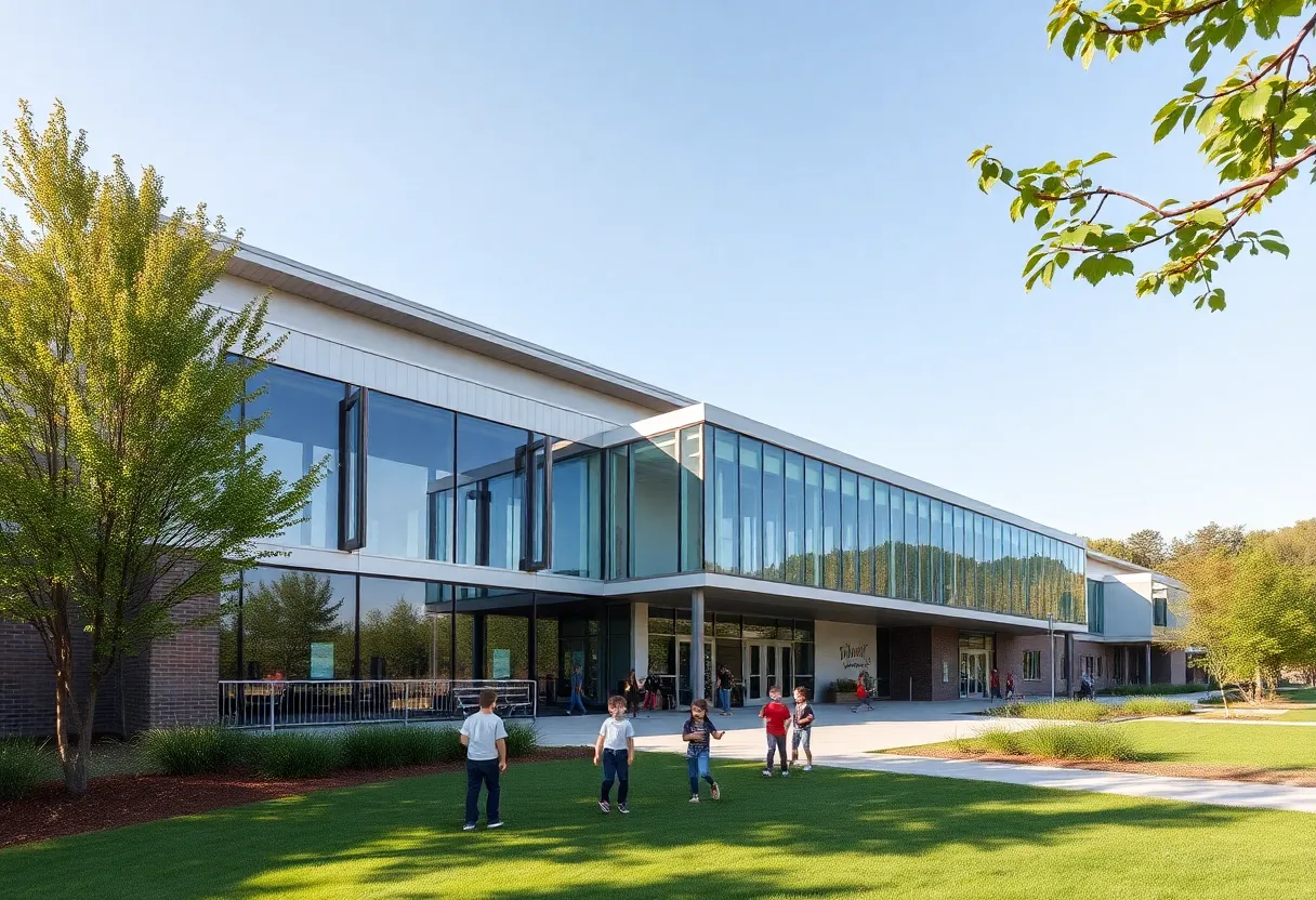 Water's Edge Village School new facility exterior view