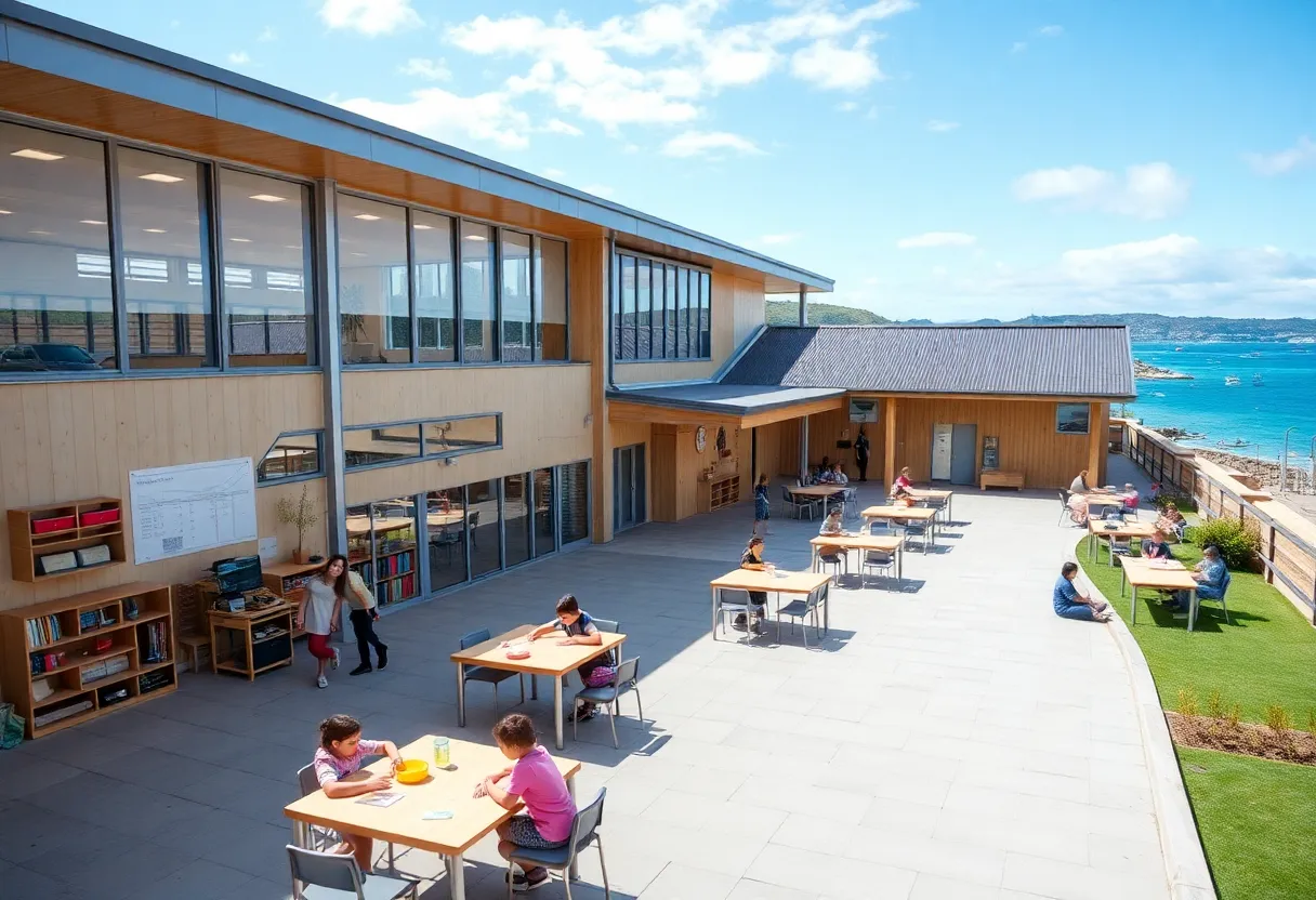 Exterior view of the new Water's Edge Village School facility