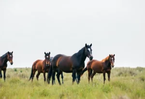 Herd of wild horses in Corolla, North Carolina