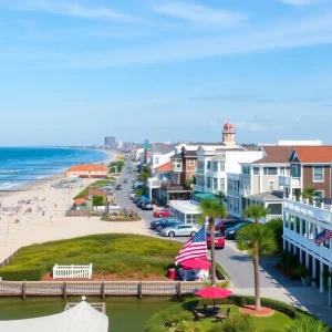 Scenic view of Wilmington's coastline with beaches and community spaces