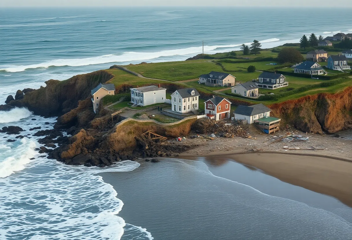 Collapsed beachfront homes in Buxton, North Carolina
