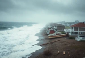 Collapsed beachfront homes in Buxton, Hatteras Island