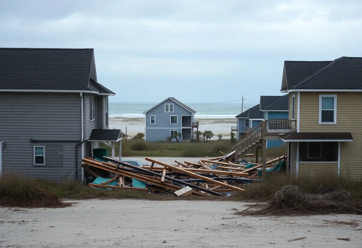 Collapsed home in Buxton, North Carolina due to erosion