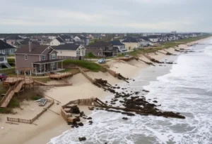 Houses eroded by high surf in Buxton North Carolina
