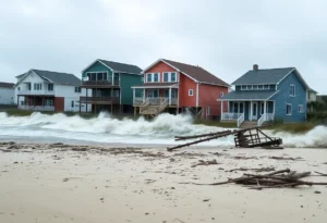 Collapsed home on Cape Hatteras beach
