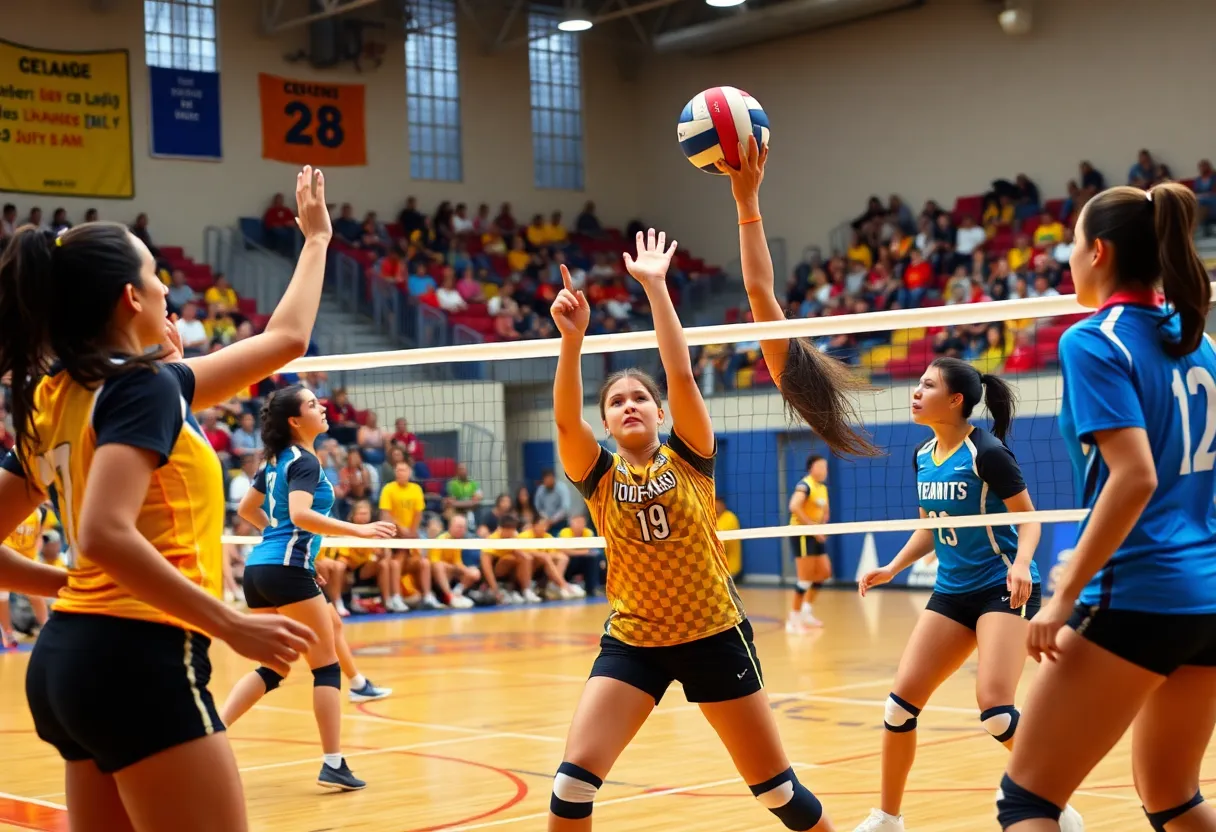 Charlotte women's volleyball team celebrating a victory