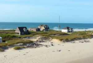Collapsed homes due to coastal erosion in Buxton, N.C.