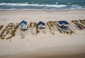 Collapsed homes along the Buxton, NC coastline