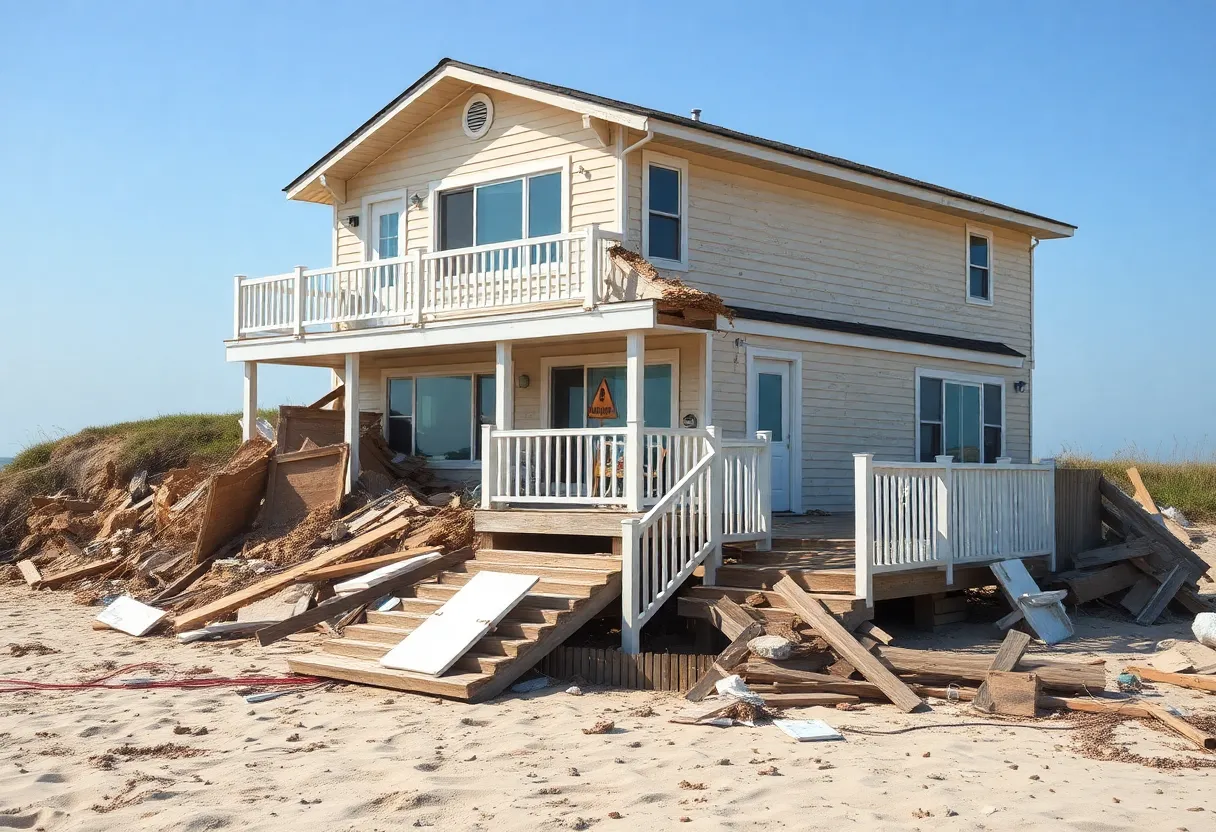 Collapsed beachfront home in Rodanthe, N.C.