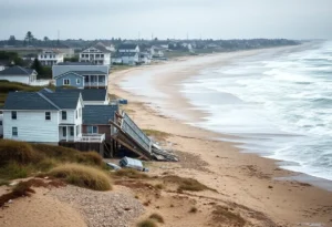 Collapsed oceanfront houses along the beach in Rodanthe