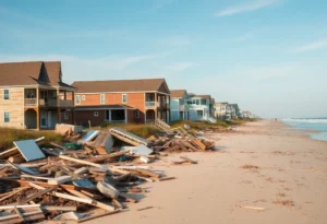 Collapsed homes in Rodanthe due to storm damage
