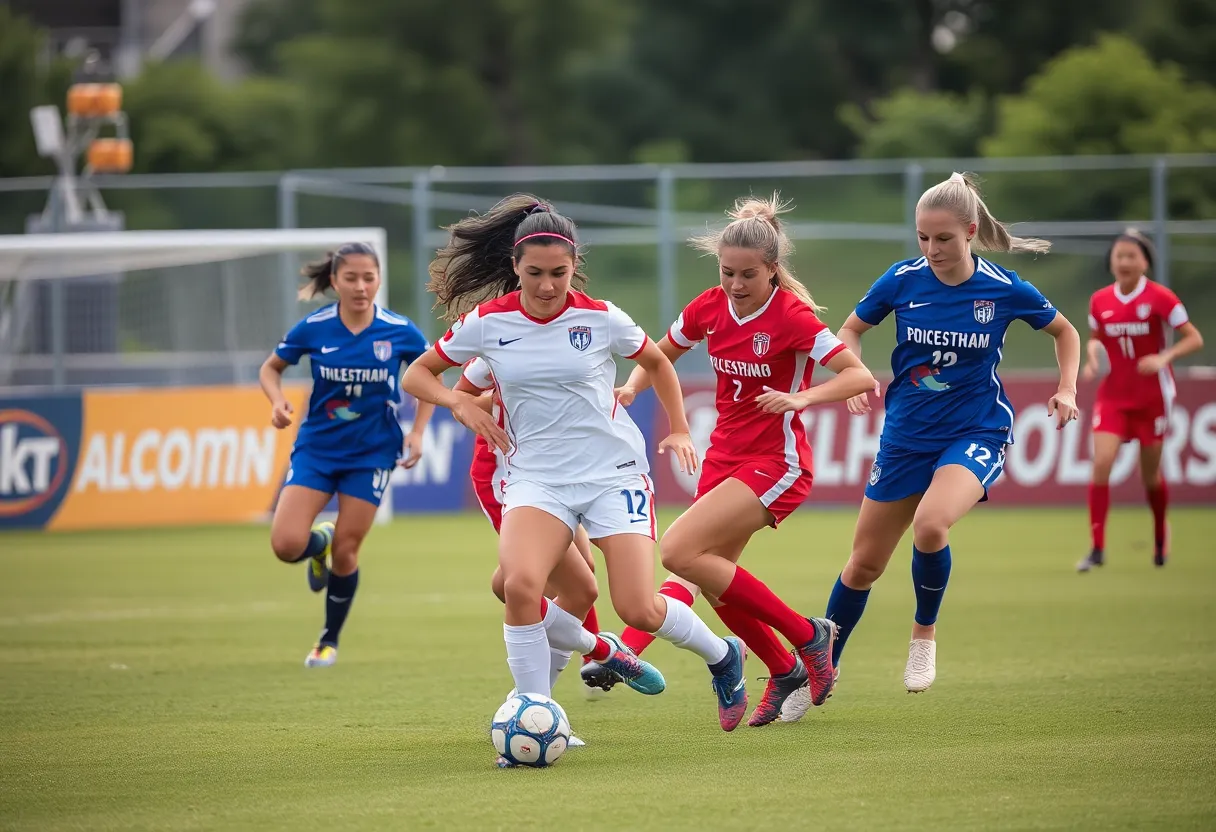 East Carolina women's soccer team playing against Rice University