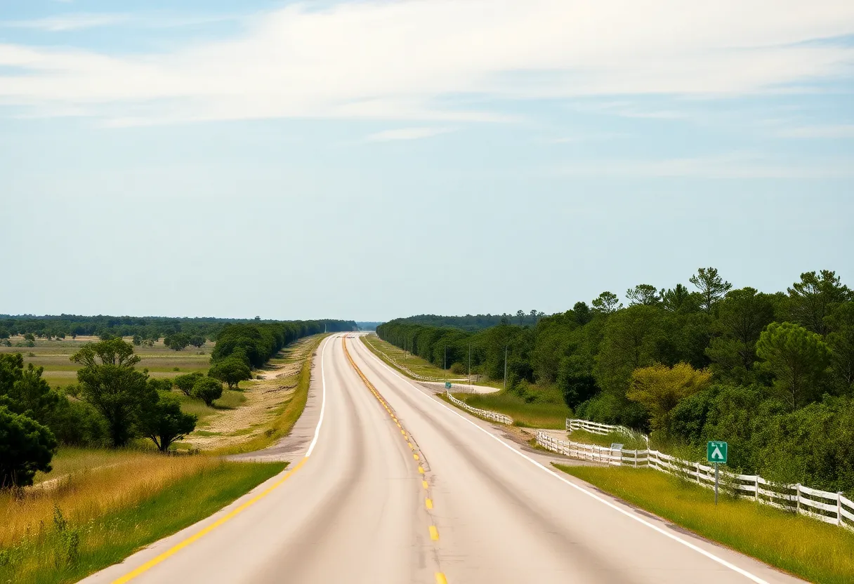 Highway 12 on Hatteras Island post-repair with natural surroundings