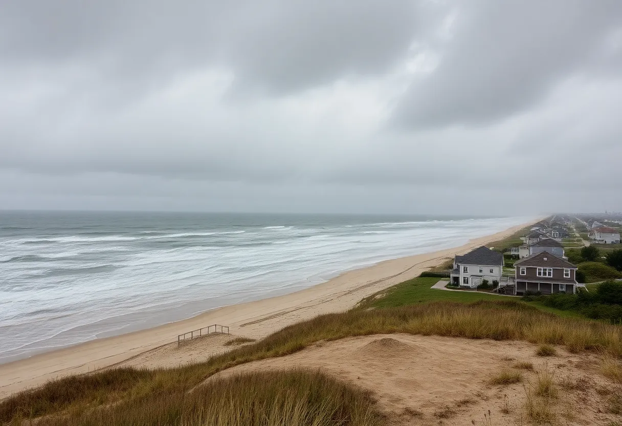 Severe coastal damage in Buxton, NC from hurricanes