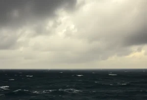Stormy skies and heavy rain over Bermuda during Hurricane Imelda