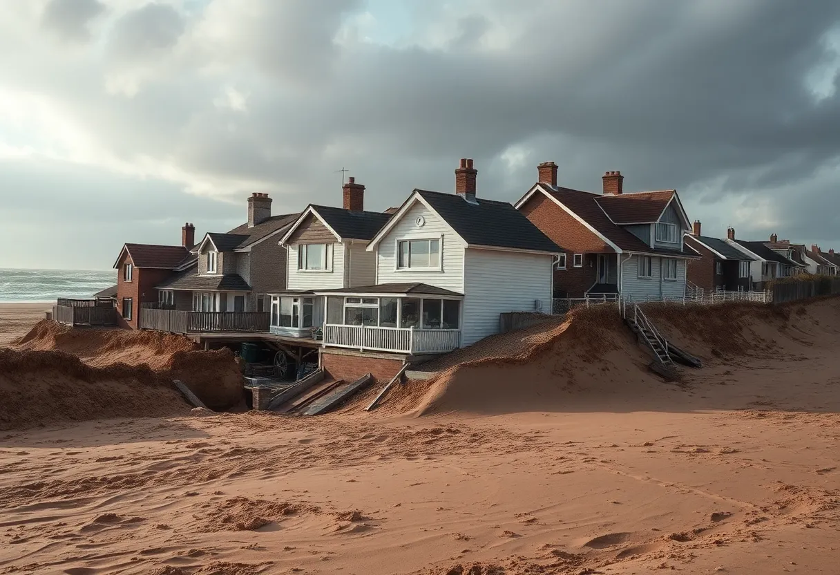 Collapsed houses on the beach in Outer Banks