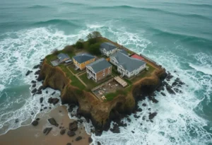 Collapsed vacation homes on the Outer Banks due to erosion