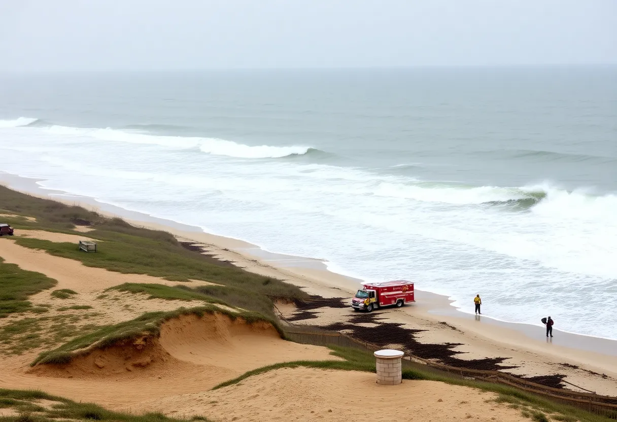 Emergency crews working on the coast of Outer Banks during Nor’easter