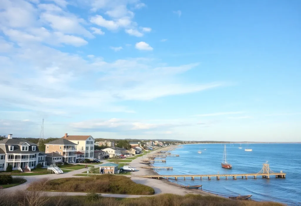 Vibrant scenery of North Carolina showcasing coastline and small towns
