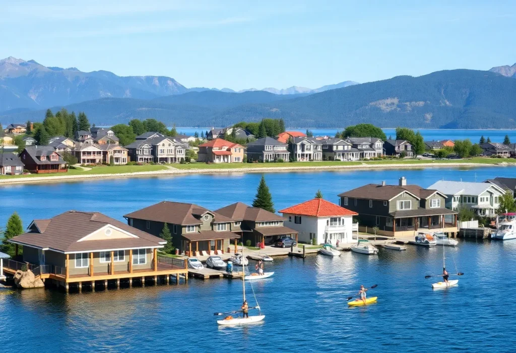 Southern Shores community with homes by the lake and watersports activities