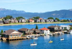 Southern Shores community with homes by the lake and watersports activities