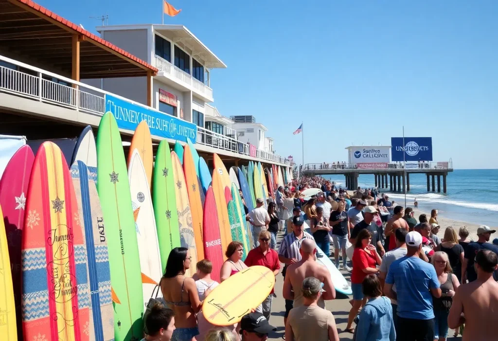 Crowd gathered at the Surfalorus Surf Film Festival at Jennette's Pier