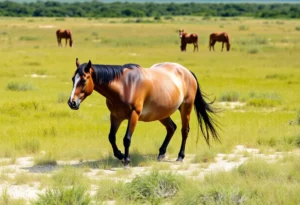 Wild horses roaming Carova Beach Park in the Outer Banks