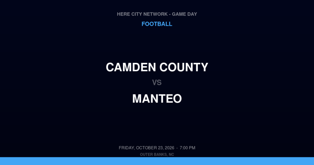Camden County vs. Manteo — Football Game Day — Manteo, NC — Oct 23, 2026